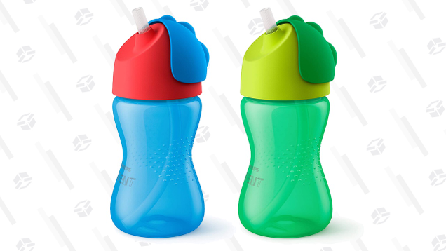 Once our kid graduated from the Honey Bear, these Philips Avent bendy straw cups have proven to be great for travel.